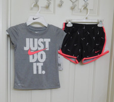 NWT Girls 2pc Nike Just Do It Swoosh Logo Top  Print Shorts sz 6 or 6X