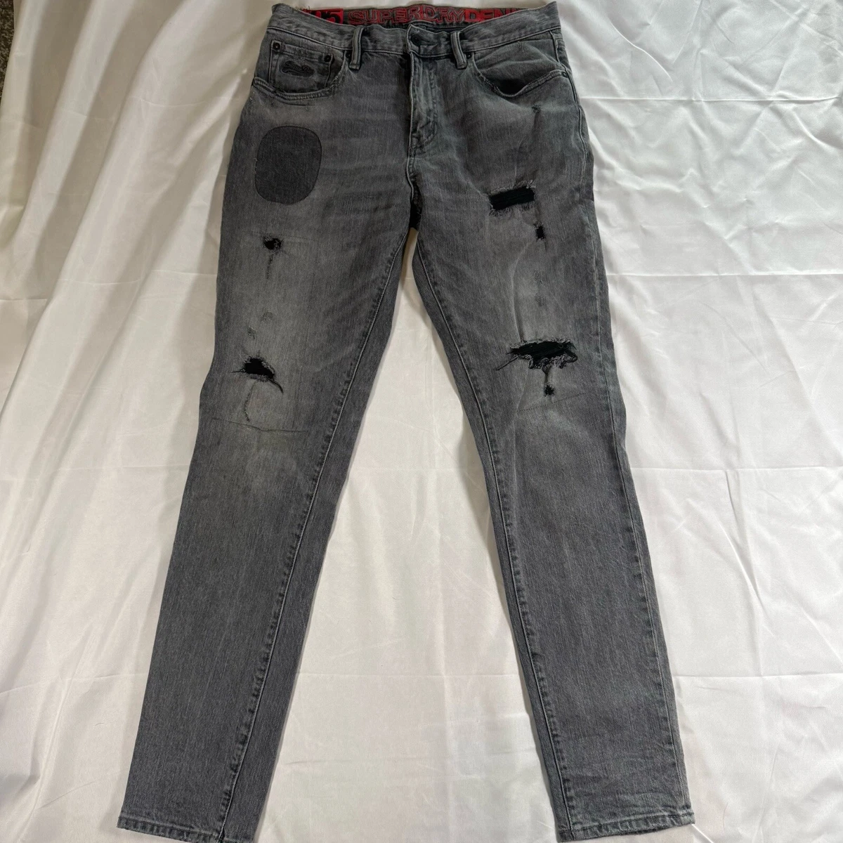 Jean Homme Superdry Slim Leg Gris Délavé Taille 30, Longueur De Jambe 33 - Occasion