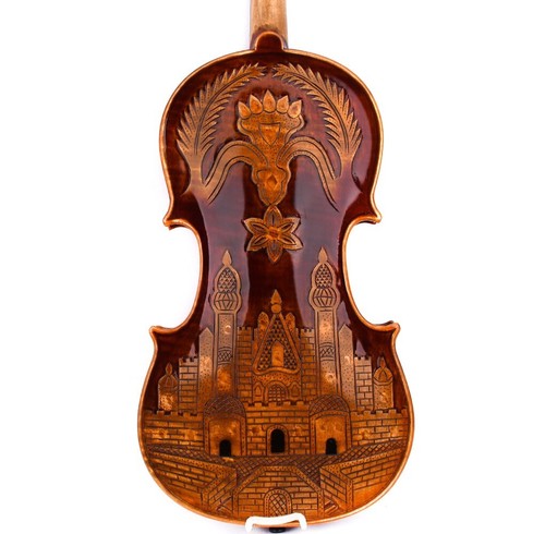 T30+ Master Antique Strad Style Carved Castle Violin 4/4 European Wood Rich Tone - Picture 11 of 17