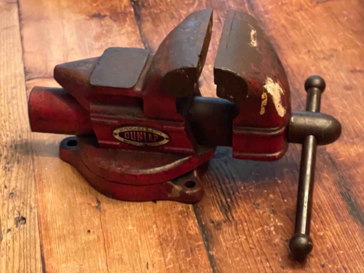 Vtg Dunlap Approved Tools 5244 Swivel Base Bench Vise 3 1 2 Jaws W Anvil USA