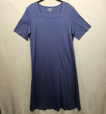 Vicki Wayne Long Dress Womens XL Navy Square Neck Stretch Minimalist Lagenlook