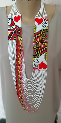 Handmade Seed Bead Fringe Necklace Set  Boho Geometric Jewelry Matching Earrings