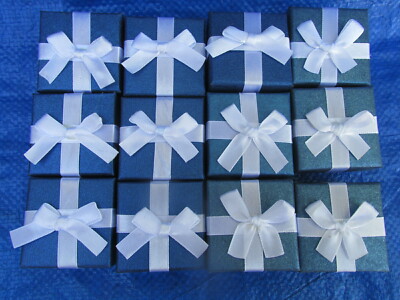 80 Satin Lined Small Gift Jewelry Boxes With Ribbons 2''x2''x 1 1/2''