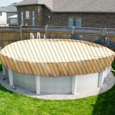 Round Winter Pool Cover Safety Heavy Duty Above Ground Swimming Cover Beigestrip