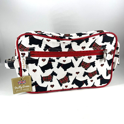 Milly Green Scottish Terriers Design Zip-up Travel Cosmetics Toiletries Bag Dog