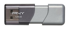 PNY - Turbo Plus 128 GB USB 3.0 Flash Drive - Silver/Black P-FD128TBOP-GE