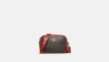 NWT Coach Jamie Camera Bag In Signature Canvas Brown/Watermelon MSRP: 350