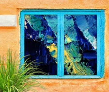 3D Blue Pigment ZHUA738 Window Film Print Sticker Cling Stained Glass UV