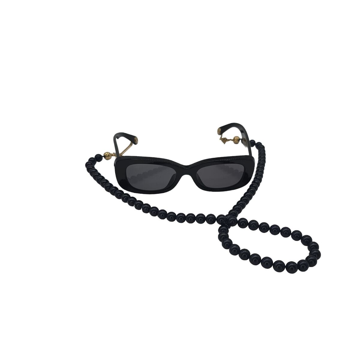 Chanel 5488-A Black Rectangle Sunglasses w/ Bead Chain | eBay Chanel 5488-A Black Rectangle Sunglasses w/ Bead Chain | eBay