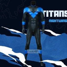 Batman Arkham City Nightwing Cosplay Costume Bodysuit Zentai Tight Jumpsuit v.2