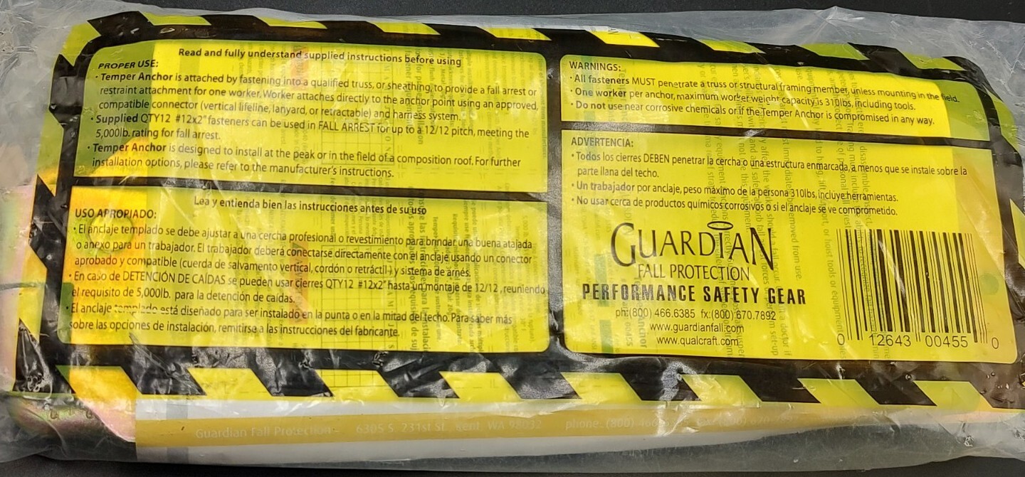 Guardian Fall Protection Temper Reusable Anchor 12x2, With Hex Head Fasteners eBay