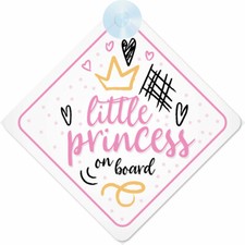 Princess On Board (024) Non Personalised Car Sign Baby Girl/Child Gift/Present