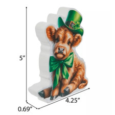 St. Patrick's Day Sitting Highland Cow Decor
