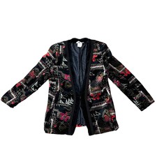 Vintage Tan-jay Women’s Velvet Floral  Blazer Workwear Size 12