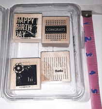 Stamp Set Stampin' Up Four Square Wood Mount Happy Birthday Thanks Hi Congrats
