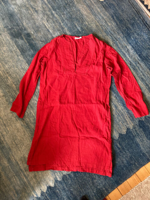 TOAST Red linen and cotton dress kaftan style