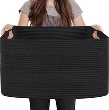 Extra Large Rectangle Storage Basket, 23.6 x 17 x 12 Black Blanket Basket Storag