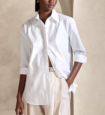 NWT Banana Republic RT 95 Classic White The Oversized Cotton Poplin Top Shirt XS