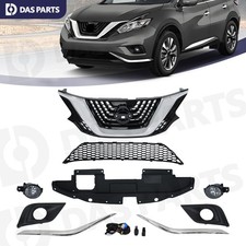 Front Grille Bumper Trim Molding Fog Lights Bezels For 2015-2018 Nissan Murano