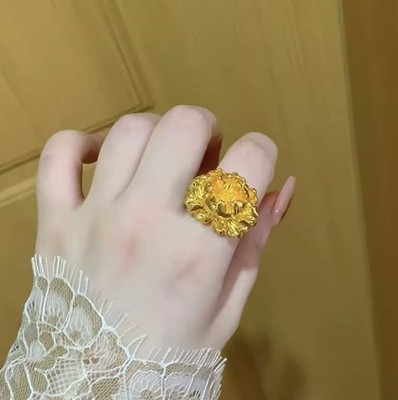 24K Pure Gold, 24K Gold Ring, Gold Peony Ring, Gold Flower Ring, Pure Gold Ring
