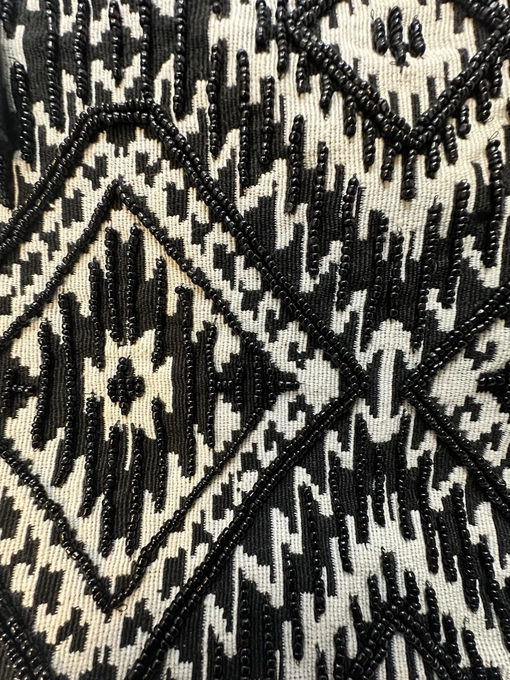 ROLLER RABBIT Precioso Textil Tejido Diamante XL Cuentas Boho Bolso sin asas Usado en Excelente Condición Foto 2 de 4