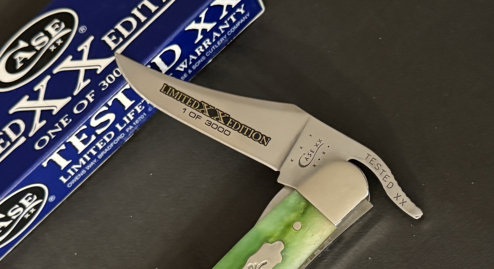 🔥 2013 Case XX 61953L  Moss Green Bone Handle Russlock Pocket Knife 1/3000