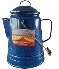 GSI Blue Speckled Camping Coffee Pot - 36 Cup Blue Enamel Bail Handle NEW