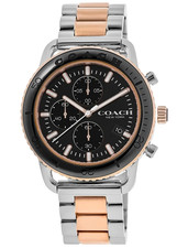 OROLOGIO DA UOMO COACH CHRONOGRAPH 14602597 QUADRANTE NERO BRACCIALE TONO ARGENTO ROSA 44MM