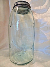 Pale Aqua Mason's Circle Keystone Patent Nov 30th 1858 Half Gallon Jar #22 & lid