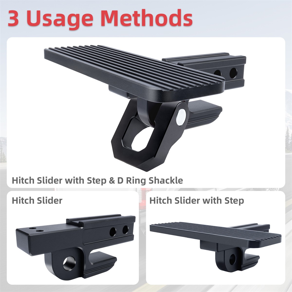 Tow Trailer For 2" Receiver Tow Hitch Step Bar Bumper Guard Receiver Aluminum