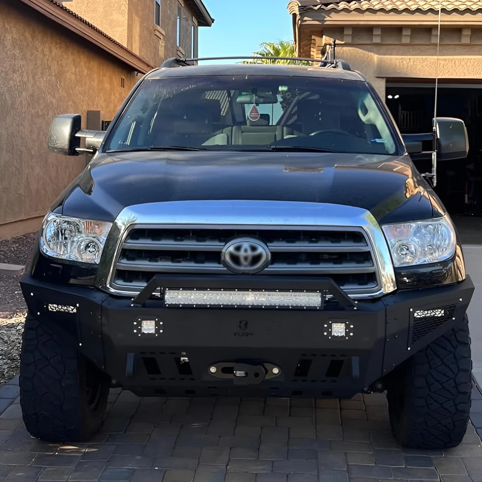 Vijay Fit 2011-2016 Sequoia Steel Front Bumper w/Winch Plate and LED Lights Foto 3 de 4