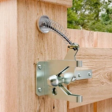 Gate Latch with Spring Cable Pull for Fence Gate - Carbon Steel - Black, Self...