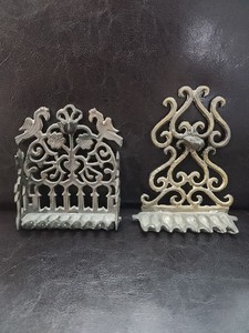 2 Vintage Judaica Brass Menorah Jewish Israel Antique Hanukkah