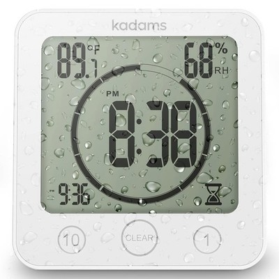 KADAMS Digitale Badezimmer Dusche Küchenuhr Timer 105,7*109,7*41,5 mm, weiß 