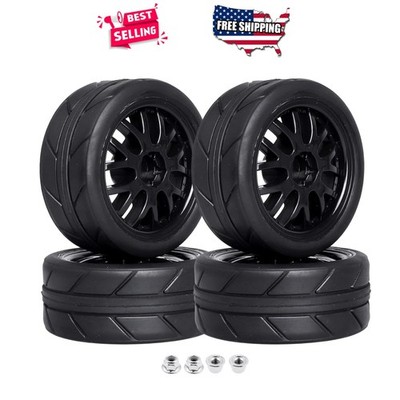 1/10 RC Car 12mm Hex 2.56'' On Road Pre-Glued Wheels Rims Tires Set of 4 Color C