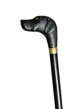Vintage Black Lab Cane Dog Head Handle Walking Stick 36" NO RUBBER TIP