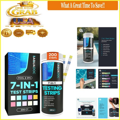 #ad AquaDoc 7 in 1 Pool amp; Spa Strips 200 Count Water Testing Kit $26.45