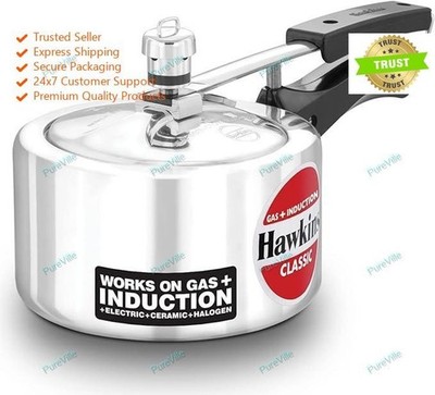 Hawkins 1.5 Litre Classic Pressure Cooker, Induction Inner Lid Cooker, Silver (I