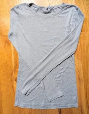 Michael Stars Women's One Size Silver Metallic Top Long Sleeve Minimalist