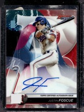 2020 Bowman's Best #B20-JF Justin Foscue Best of 2020 Auto Texas Rangers N01
