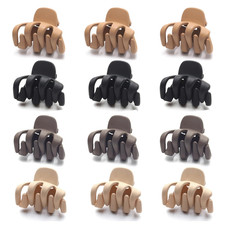 12 Pack Small Hair Claw Clips 1.2 Inch 3 Apricot 3 Black 3 Brown 3 Chocolate