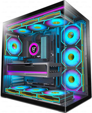H1 PC Case, Pre-Installed 7 Infinity Mirror PWM ARGB Fans, ATX Mid Tower Comput