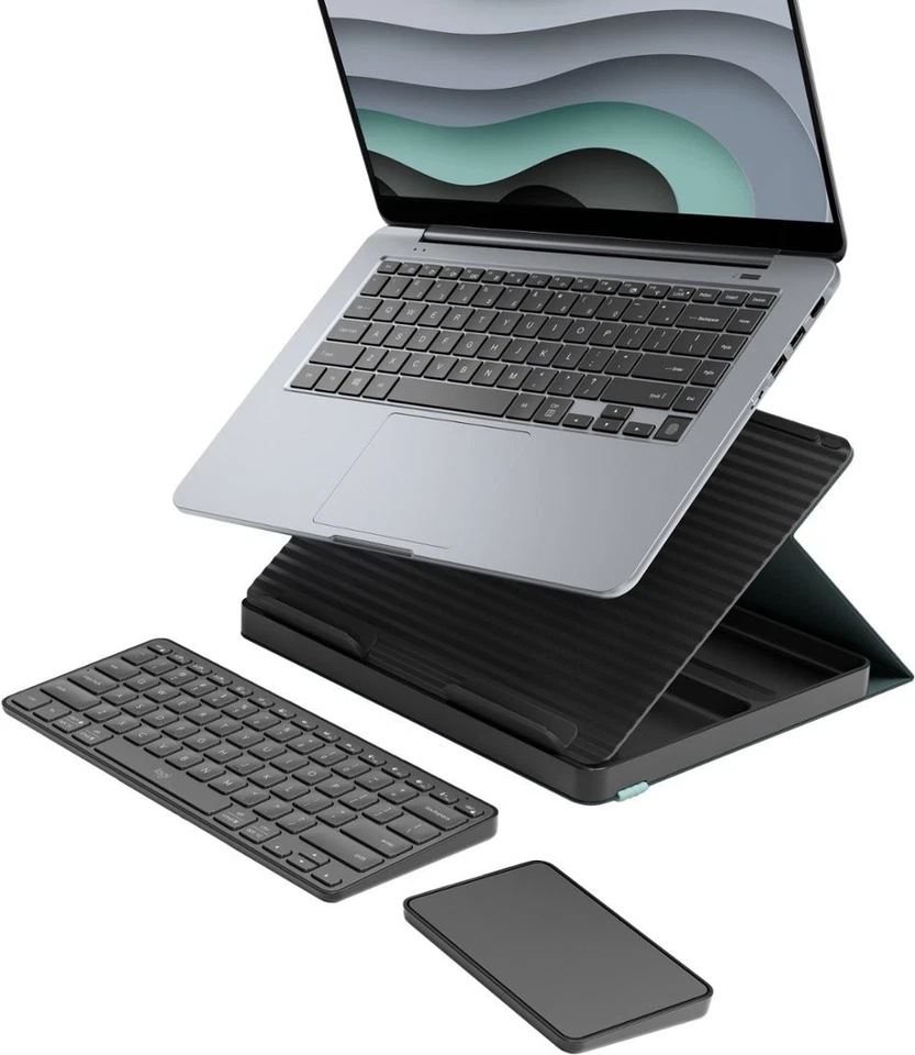 Logitech Casa Pop-Up Desk Work From Home Kit Compact Wireless Keyboard