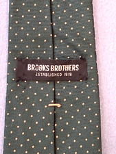 Brooks Brothers Vintage 1960s Green Micro-Dot Made In Italy Silk Tie 3.25x57
