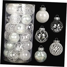 Clear Christmas Ball Ornaments, 30ct 2.36 Inch Christmas 60mm/2.36inch White