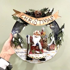 Home Interiors and Gifts Christmas 3D Wall Hanging Santa Clause 13"