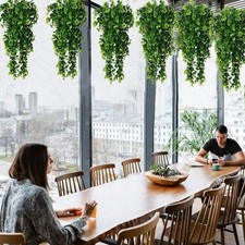 1pc Artificial Eucalyptus Hanging Plant 5 Forks Rattan Vine Home Wall Decor