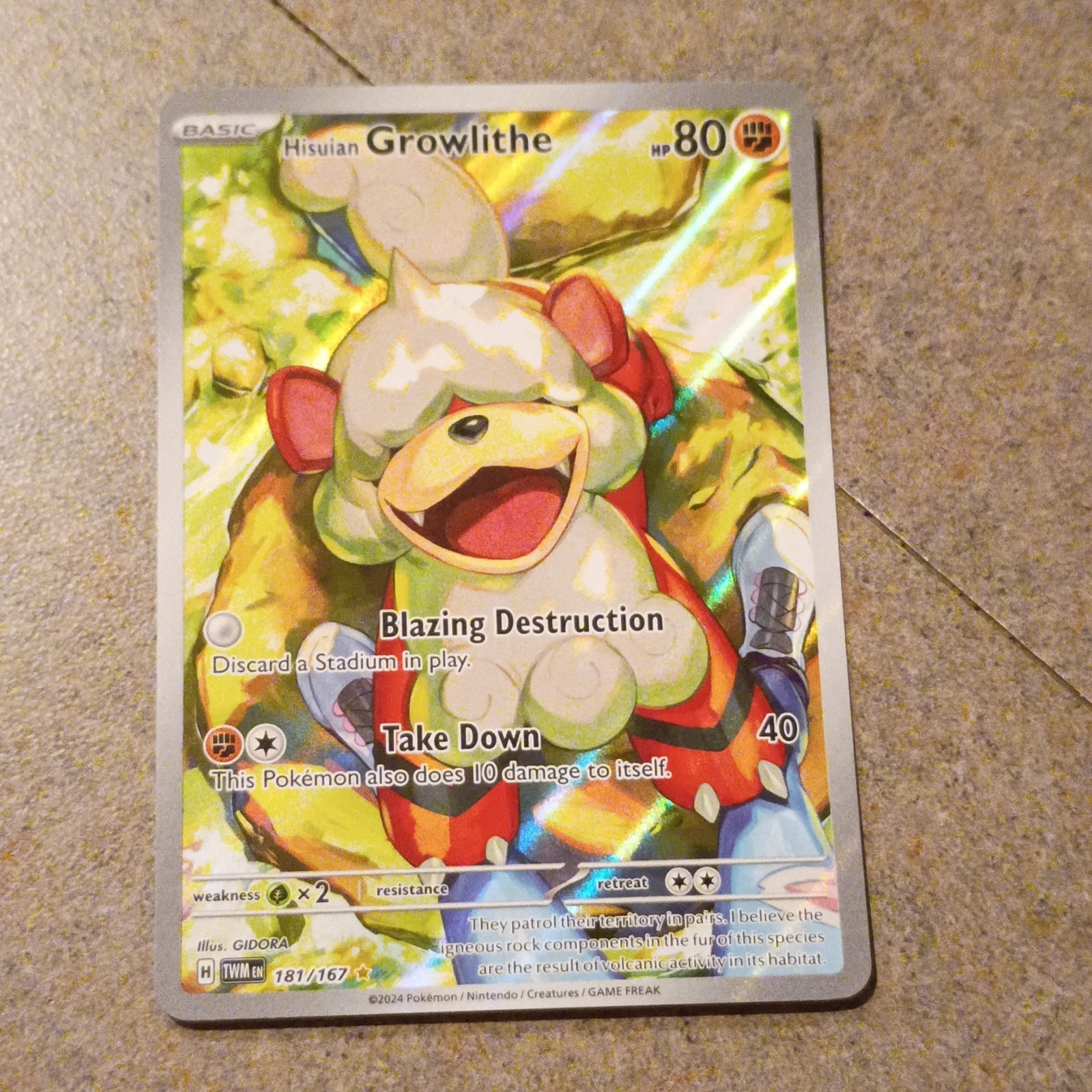 Pokemon Hisuian Growlithe 181/167 SV06 Twilight Masquerade Holo IR ENG 80HP