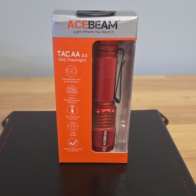 Acebeam TAC AA 2.0 Flashlight Tan Red Rechargeable Tail Strobing Function