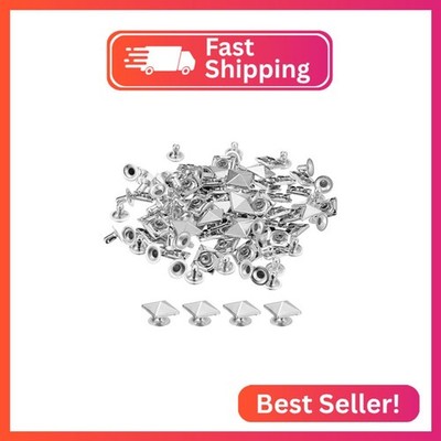 uxcell 100 Sets Spike Rivet, 10mm Pyramid Rapid Rivet Studs Square Punk Spikes L